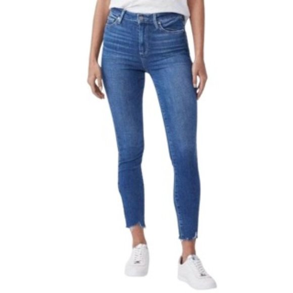 PAIGE - Hoxton High Waist Distressed Hem Ankle Skinny Jeans - Picture 1 of 15